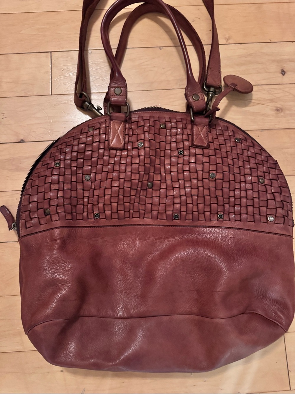 Harbour 2nd Woven Accent Leather Tote